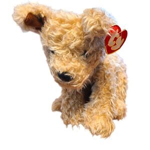 Ty Classic TAFFY Puppy Dog Terrier Brown Tan Shaggy 10" Plush 1997 Bent Tag